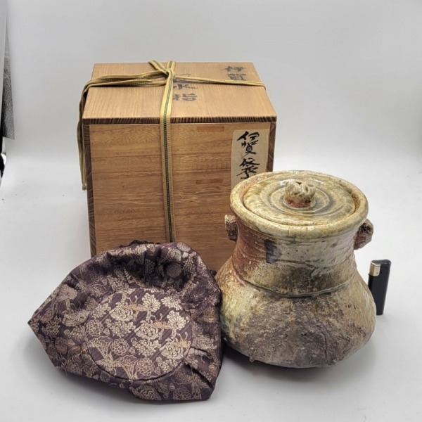 骨董　水指　竹の図　木箱　茶道具