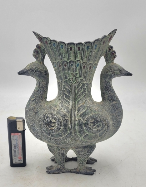 中国美術 銅製 杯 花入れ 時代物 |サムライオークション