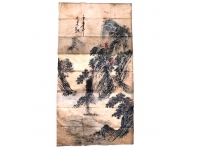 【 馬元馭 山水図 】　紙本捲り　121×65ｃｍ　清朝（18世紀初期） 金陵博物院収蔵　中国古代名人書画保管文物 　