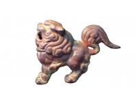 【室町時代狛獅子香炉】　鉄地真鍮鍍金 　旧家所蔵品
