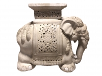 【 白釉象花台 】　アンティーク　吉祥蝙蝠文