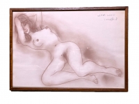 【 古沢岩美 肉筆裸婦デッサン 】　額装