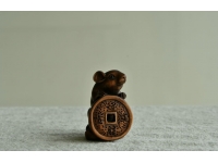 【古美術】鼠 古銭 根付 Netsuke 精密 彫刻 超絶技巧 貨幣 寶 古錢 古玩 小品