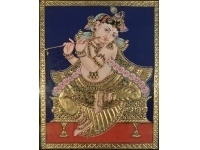 クリシュナ(Krishna)【ヒンドゥー教(Hinduism)神話の神】油絵 金彩 クリスタル装飾