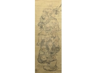 仙厓義凡「十六羅漢図」掛軸 絹本 肉筆