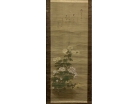 狩野主信／香川黄中【画賛】絹本　掛軸