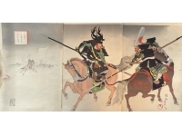 木版画　楊洲周延【小牧役 加藤清正 本多忠勝】浮世絵　小牧 長久手の戦い