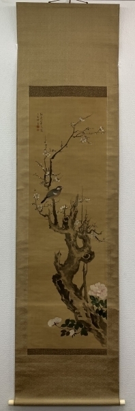 ずっと気になってた 山本梅逸【花鳥図】絹本 江戸時代）|サムライ 掛軸（花鳥画 絵画