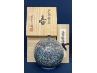 葉山有樹【夕陽艶花】極細密花模様　壺　花瓶　花入れ