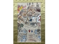 岩崎巴人　紙本　掛軸（珍品 図柄）日本画　僧侶　Hajin Iwasaki