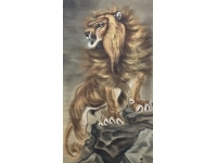 松本徹岩【獅子】ライオン　絹本　掛軸　Lion
