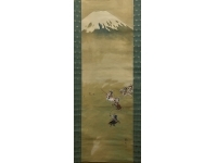 【真作】掛軸　小山一正　朝陽双鶴図　吉祥画　年始・慶祝掛軸　共箱入　S16 真作】掛軸 小山一正 朝陽双鶴図 吉祥画 年始・慶祝掛軸 共箱入 S16 真