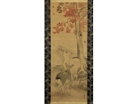 東東洋【鹿】絹本　掛軸　仙台藩御用絵師　Toyo Azuma