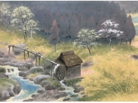 山下巌「春閑」日展特選作品　絹本　掛軸　共箱