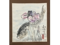 野間仁根：鑑定箱 ／ 中川紀元：画【鯉】紙本　掛軸（Hitone Noma／Kigen Nakagawa）