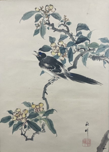 岡本秋暉【花鳥図】紙本 掛軸 Syuki Okamoto|サムライオークション