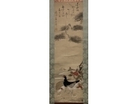 荻生徂徠「茂卿」【画賛／花鳥】紙本　掛軸　Edo　Sorai Ogyu