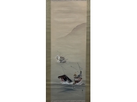 在銘　武者図【那須与一図】絹本　掛軸