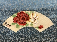 岸田劉生【薔薇】　扇面　掛軸（高村光太郎・萬鉄五郎・斎藤与里・清宮彬・木村荘八）Ryusei Kishida
