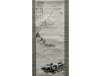 在銘　水墨富士　富士山図　紙本　掛軸　