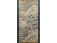 岡本豊彦【雪景】　紙本　掛軸　Toyohiko Okamoto