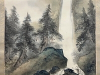 井上石邨【風景画】絹本　掛軸　共箱（京都国立近代美術館）Sekison Inoue