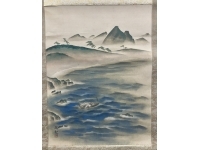 大智勝観【初夏海辺】絹本　掛軸　共箱　（検索／横山大観：院展：日展：山水）