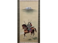 島田葆光　武者　絹本　掛軸　共箱（武将　富士）