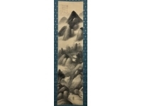 水田硯山　水墨山水図　絹本　共箱　Kakejiku　hanging scroll　pergamino colgante