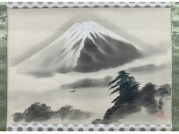 鳳州 銘【富士】絹本　掛軸
