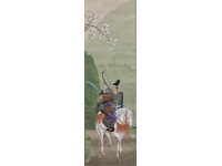 在銘【武者】絹本　掛軸（那須野与一）