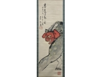 【獅子舞】絹本　掛軸