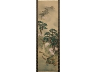 西方春叢　桜山水　絹本　掛軸　Shunso Saiho　Kakejiku　Hanging scroll