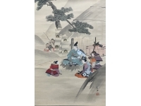 安田素風 【武者】 絹本　掛軸　共箱　Illustration of a samurai　Kakejiku　Hanging scroll
