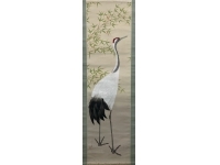 （在銘） 正次　丹頂一鶴　絹本　掛軸　共箱　Hanging scroll　Kakejiku