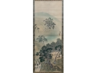 青邨　山水図　絹本　掛軸　Kakejiku　Hanging scroll