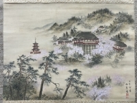 清水寺　在銘（雨亭）　絹本　掛軸　Kyoto　Kakejiku　Hanging scroll