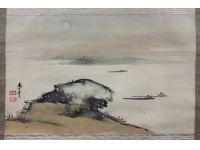 山本香雲　【湖畔】　絹本　掛軸　Koun Yamamoto　Kakejiku　Hanging scroll