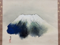 秋亭　富士　絹本　掛軸　共箱　Mount Fuji　Kakejiku　Hanging scroll