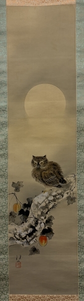 みみずく　在銘　絹本　掛軸 みみずく 在銘 絹本 掛軸 Kakejiku Hanging scroll|サムライオークション