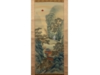 国井幸雪 【蓬莱山】 絹本　掛軸　共箱