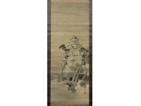 松本芳秀　城　絹本　掛軸　Himeji Castle　Kakejiku　Hanging scroll