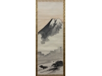 村上委山　富士　絹本　掛軸　Mount Fuji　Kakejiku　Hanging scroll