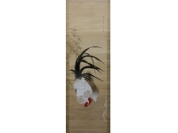 在銘（正次）鶏　絹本　掛軸　共箱　Kakejiku　Hanging scroll
