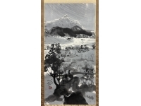 赤羽一司　湖　紙本　掛軸　共箱　（諏訪湖）Kakejiku　Hanging scroll