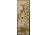 大倉雨村　花鳥画　絹本　掛軸